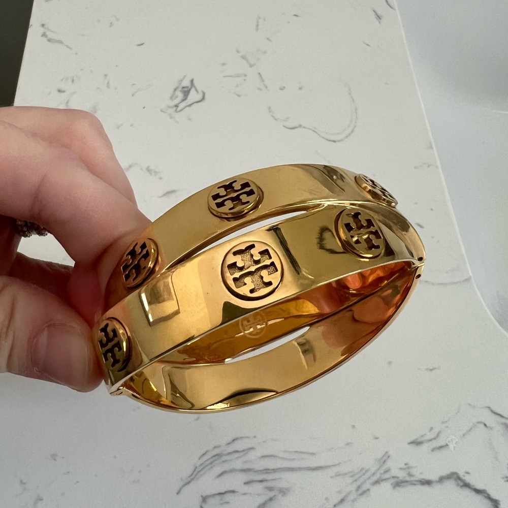 Tory Burch Metal Logo Double-Wrap Bracelet